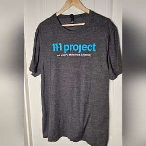 [1•1•1 Project] Careportal Gray Tee Blue & White Font《XL》